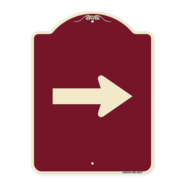 Designer Series Sign-Arrow Green, Burgundy Heavy-Gauge Aluminum Sign, 24" x 18", BU-1824-24337